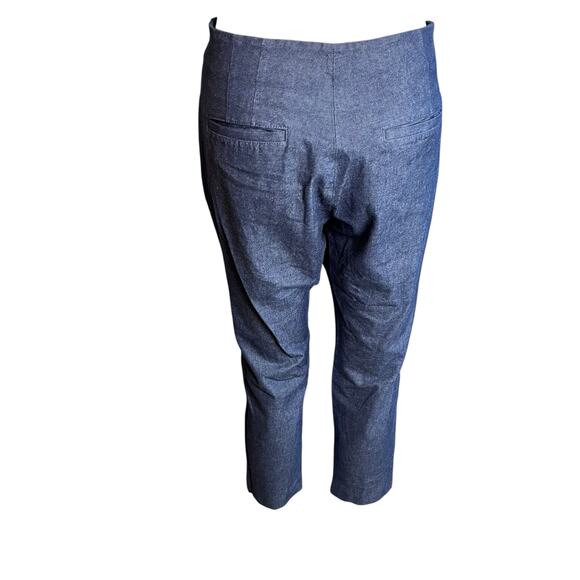 Banana Republic Blue Chambray Cropped Pants 8 Denim “Sloan” Sailor Style Buttons - Picture 4 of 6